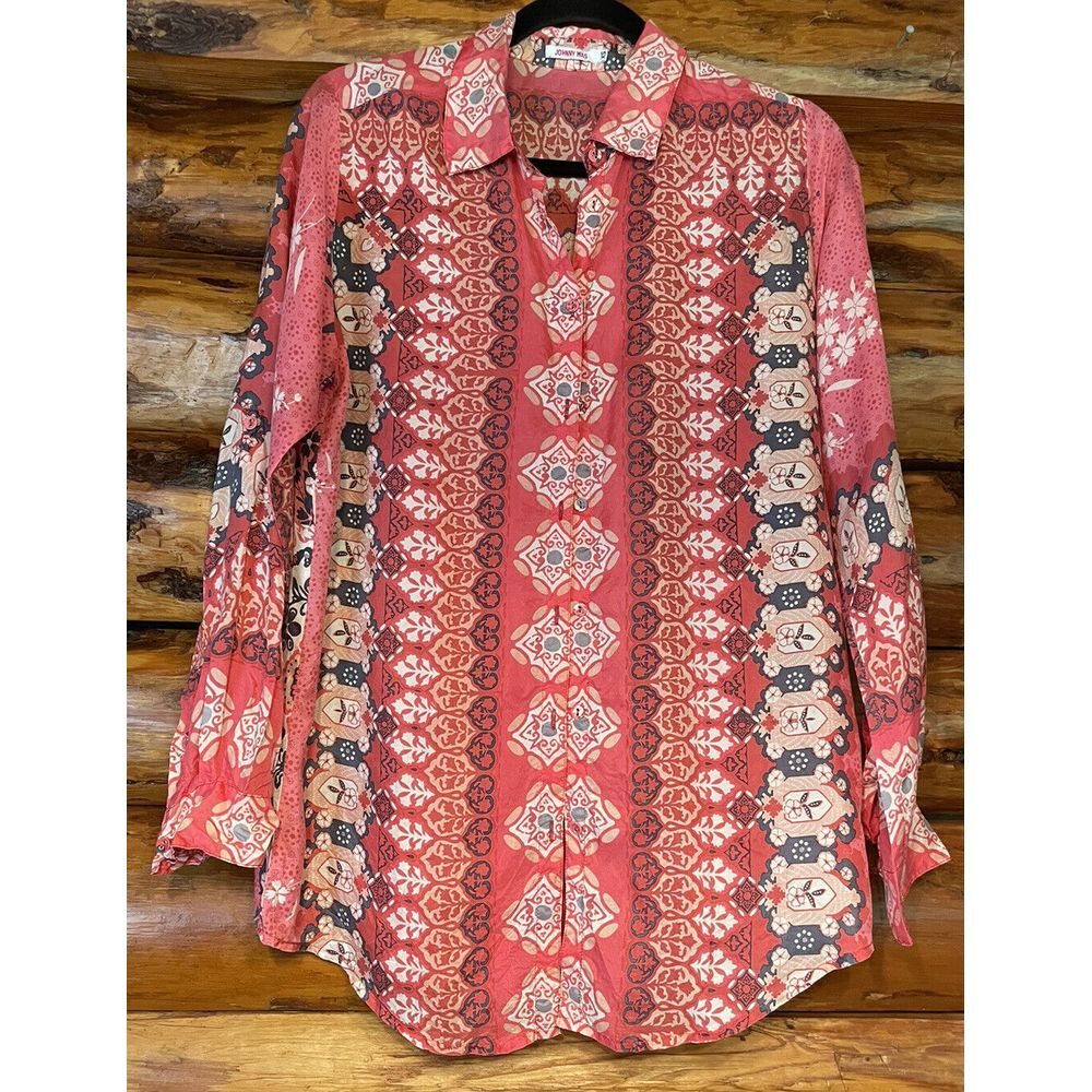 Johnny Was‎ 100% Silk Button Up Blouse Size XS